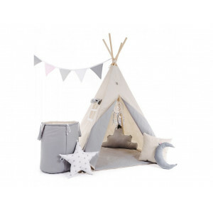 Tipi Tent voor kinderen - Speeltent - Savanne - Beige - 160 x 110 x 110 cm - met vloerkleed en 2 kussens - Wigwam